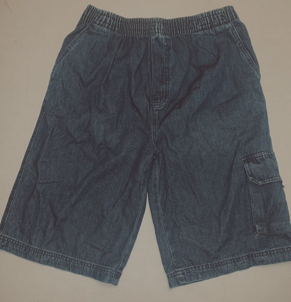 Big Dogs Kids Size 16-18 Boys Girls Blue Denim Casual Shorts Unisex Elastic EUC